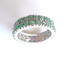 925 Silver ring with real emerald 57/8