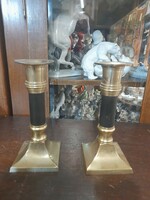 Copper-bronze empire, pair of empire candle holders. 15 Cm.