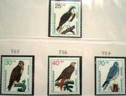 N744-57 / Germany 1973 for youth : birds of prey stamp set postal clerk