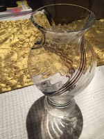 Striped glass vase with a bay, thick base (78)