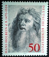 N813 / Germany 1974 hans holbein painter stamp postal clerk