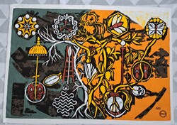 Falikárpit, Jyoti szignós textilkép, keresztény vallásos éhségkendő 4 (M4688)