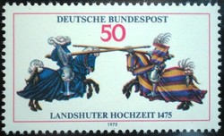 N844 / Germany 1975 Landshut ducal wedding stamp postal clerk