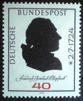 N809 / Germany 1974 Friedrich Gottlieb Klopstock Poet stamp postal clerk