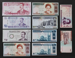 Közel Kelet - Ázsia 10 db EF-AUNC-UNC bankjegy, Irán - Irak - Omán.