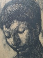 Nagy Ernő Sándor: Női portré, 1972 - arckép rajz, 1970-es évek