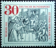 N669 / Germany 1971 Martin Luther before the emperor stamp postal clerk