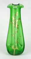 1R730 antique gilded green Art Nouveau blown glass vase 26 cm