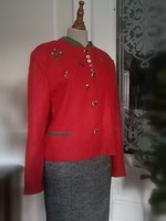 Steinbock 42 Bavarian blazer, red Tyrolean jacket, spencer, trachten with winter wool