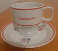 Hollóházi Békészökker company inscription, logo coffee cup