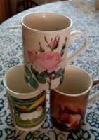 3 tea cups, English, German, 10x7 cm