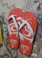 New s/m algida red beach slippers 26 cm sole length unopened cellophane marked on the sole right left German