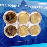 75 éves a Forint ,  6x5 forintos emlék sor tokban