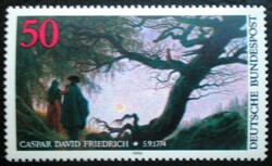 N815 / Germany 1974 caspar david friedrich painter stamp postal clerk