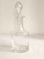 Antik régi kis rumos boros likőrös italos üveg palack kiöntő üveg dugóval olajos ecetes 12,5 cm