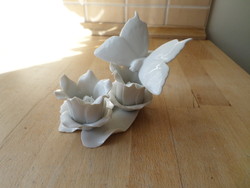 Herendi fehér porcelán lepke pillangó virágon