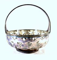 A beautiful, thickly silver-plated, marked French polished glass inset bowl!
