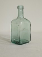 Antik régi szögletes vastag falú víz zöld gyógyszeres patika gyógyszertári üveg palack 15 cm