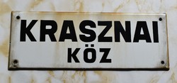Krasznai köz - old enamel sign, street sign
