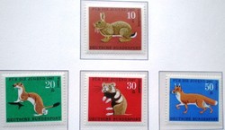 N529-32 / Germany 1967 for youth : fur animals stamp set postal clerk