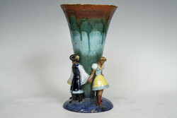 Molnár Kálmán kerámia váza figurális dekorral