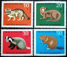 N549-52 / Germany 1968 for youth : endangered animals stamp set postal clerk