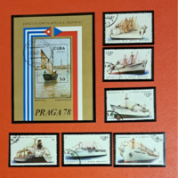 1978. Cuba ships foiled block and stamps f/8/8