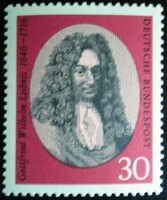 N518 / Germany 1966 gottfried wilhelm liebniz philosopher stamp postal clerk