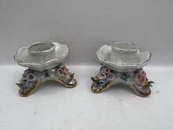 Luster glaze candle holders in a pair, 7 cm high. 5078