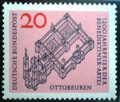 N428 / Germany 1964 Ottobeuren Benedictine monastery stamp postal clerk