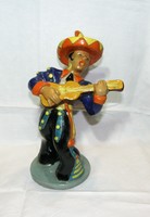 Mexikói zenész nagyméretű - Komlós kerámia figura 28 cm