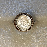 14K/925 pandora mother of pearl ring (52) 16.6Mm