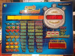 Retro kockás nyerőgép üvege szép állapotban szerencsejáték cash unlimited dekoráció