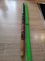 Carved decorated wooden flute 38 cm