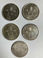 4 db ezüst 200 forint+1 db ezüst Kossuth 5 forint egyben