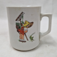 Porcelain mug with a Zsolnay fairy tale or child pattern