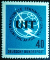 N476 / Germany 1965 100th anniversary of uit stamp postal clerk