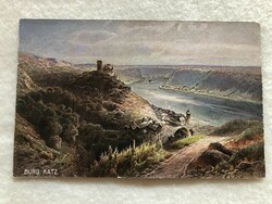 Antique, old - katz castle - postcard - postage stamp -8.