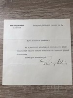 Darányi Kálmán arisztokrata politikus országgyűlési képviselő miniszterelnök által aláírt levél