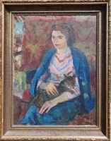 Ferenc Doór / girl with a kitten