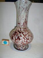 Régi, vastag falú, szakított aljú, muránói /?/ üveg váza - 31 cm
