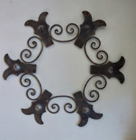 Old, antique handmade wrought iron wall decoration, for outdoor, indoor, fireplace, diameter 42 cm
