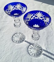 Crystal candle holders, blue, 2 pcs. They are 21 cm