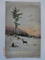 Old, antique graphic Christmas card, post clean