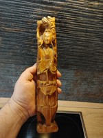 Faragott fa szobor /keleti, india, budha/  31 cm