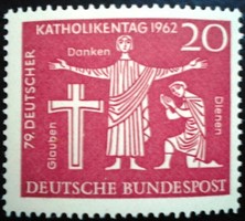 N381 / Germany 1962 Catholic Church Day stamp postal clerk
