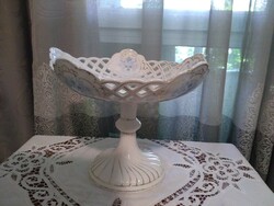 Láng Mihály Waltstein /Herend/ mintás talpas áttört porcelán asztalközép 1880-as évekből!