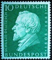 N293 / Germany 1958 hermann schulze-delitzsch stamp postal clerk