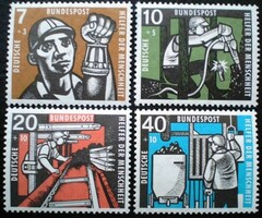 N270-3 / Germany 1957 public welfare : coal mining stamp set postal clerk