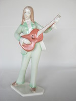 Aquincumi porcelán retro gitáros lány nagy méretű 25 cm